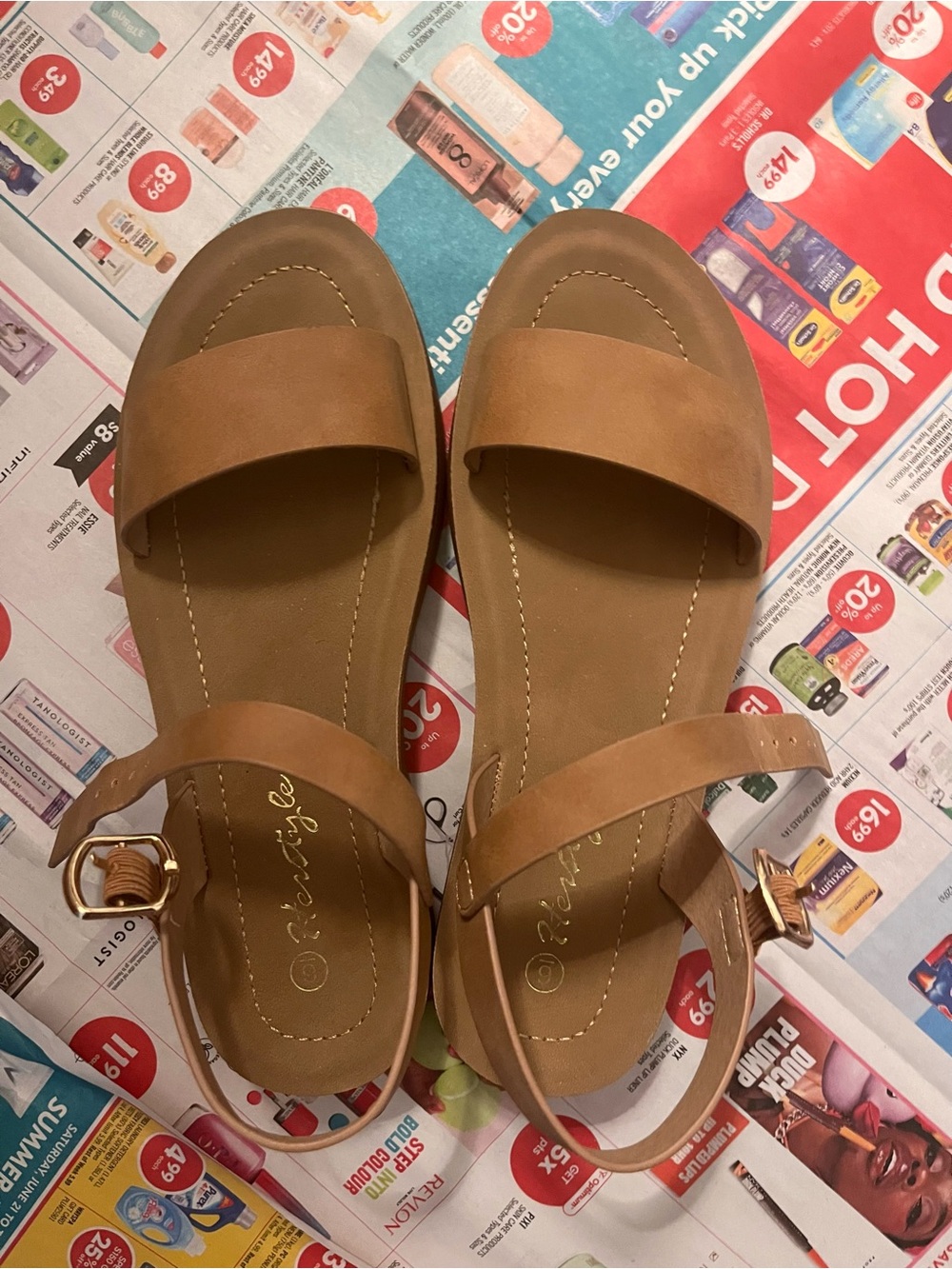 Tan Sandals with Ankle Strap